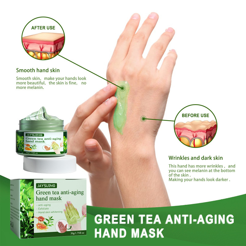 Green Tea Wrinkle Remover Hand Mask Repair Exfoliating Calluses Moisturizing Hand Cream Anti Aging Whitening Hand Care Products