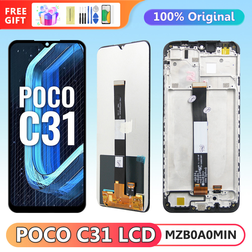 6.53'' Original Poco C31 Display Screen, for Xiaomi Poco C31 MZB0A0MIN MZB0A0KIN Lcd Display Touch Screen Digital Replacement