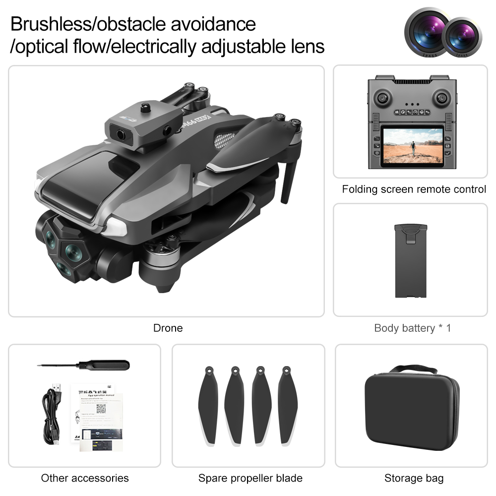 2025 New M66 Max 4K Dual Camera Drone with Foldable Screen 10km Flight Range GPS Auto Return Brushless Motor RC Quadcopter