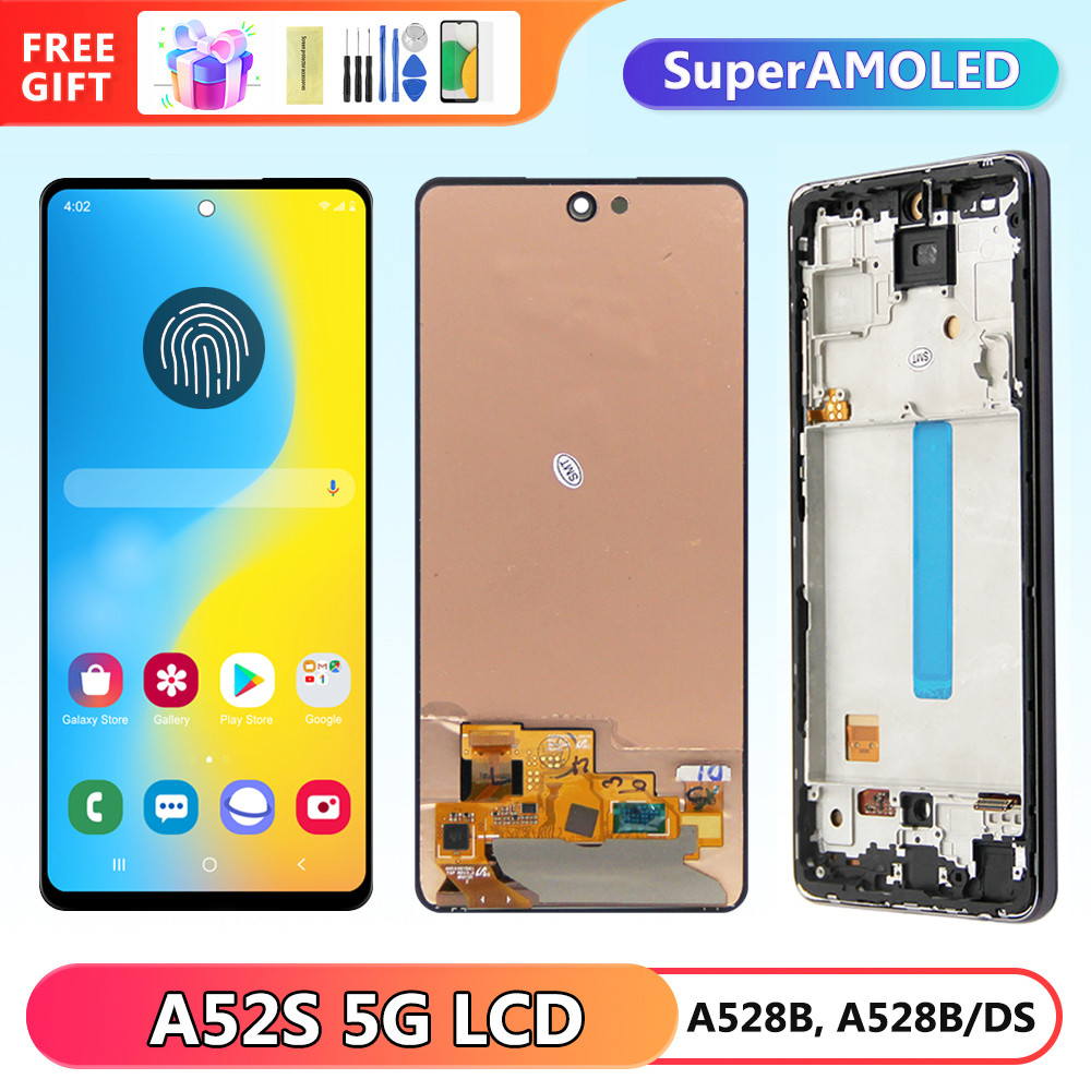 Amoled Screen for Samsung Galaxy A52s 5G A528 A528B A528B/DS Lcd Display Digital Touch Screen with Frame for Samsung A52s 5G