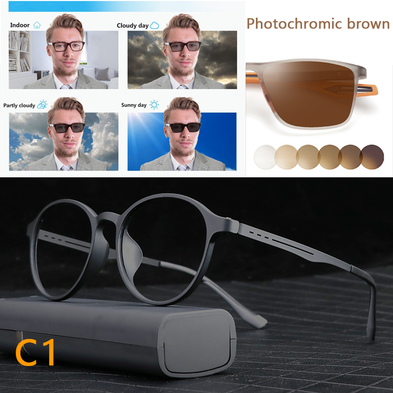 Ultralight Titanium Retro Round Anti Blue Light Photochromic Reading Glasses For Men Computer Presbyopic Eyeglasses Women