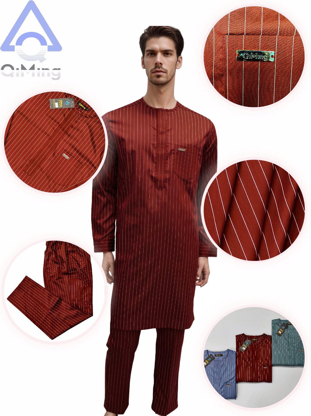 Luxury 60% Cotton Tobe Muslim Mens Abaya Arab Wedding Turkish Kaftan Striped Style Islamic Prayer Dubai Arabic Full Clothes Man