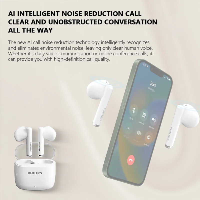 PHILIPS TAT2420 Semi-in-ear Wireless Bluetooth Earphones HIFI Sound Quality Call Noise Reduction Mini Portable Music Headset