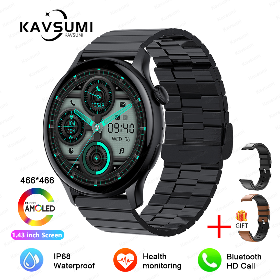 2025 NFC Smart Watch Amoled HD GPS Track Sports Heart Rate Bluetooth Call Waterproof Ladies Women Smartwatch For Huawei Xiaomi