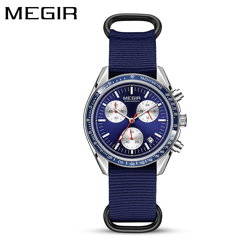 MEGIR 2247 Fashion Quartz Watches for Man Calendar Chronograph Clock Canvas Strap Luminous Casual Sports Men Watch reloj hombre