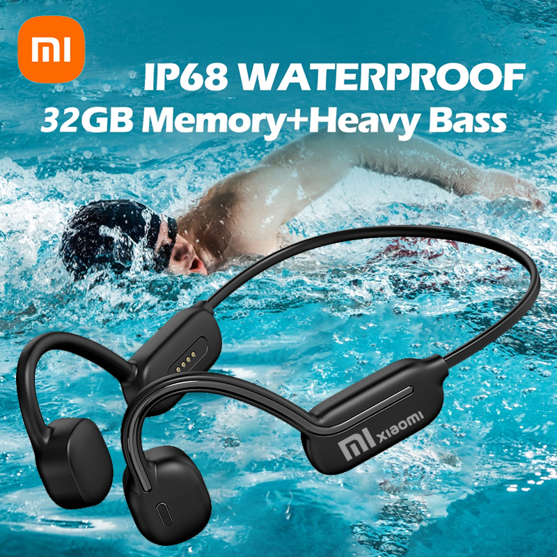 Xiaomi Mijia Bone Conduction Earphones Bluetooth Wireless Mic Headset IP68 Waterproof 32GB MP3 Player Hifi Swimming  Headphone