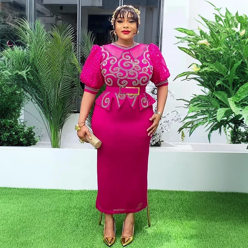 Outfits Plus Size African Party Dresses for Women 2025 New Fashion Dashiki Ankara Wedding Evening Gown Elegant Muslim Maxi Dress