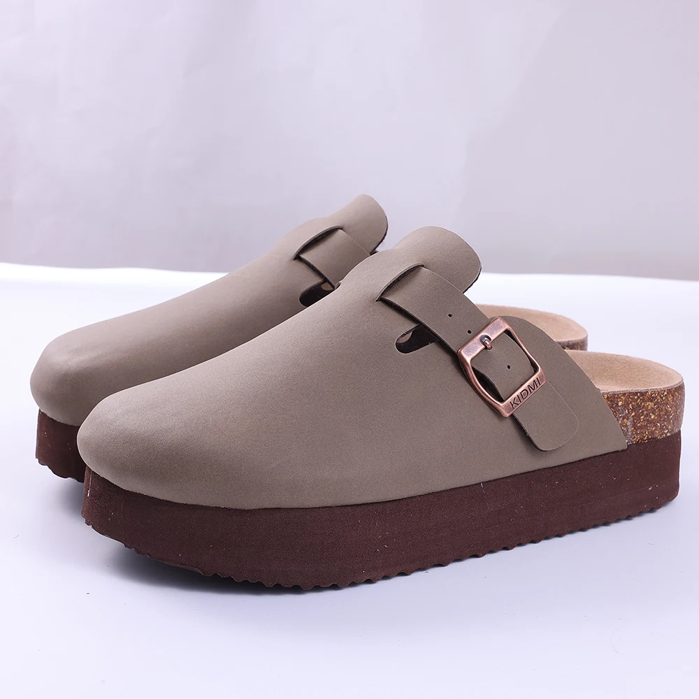 Cresatr Retro Brand Cork Clogs Slippers For Women Men Mules Shoe with Arch Support New Unisex Summer Beach Shoes Suede Sandals