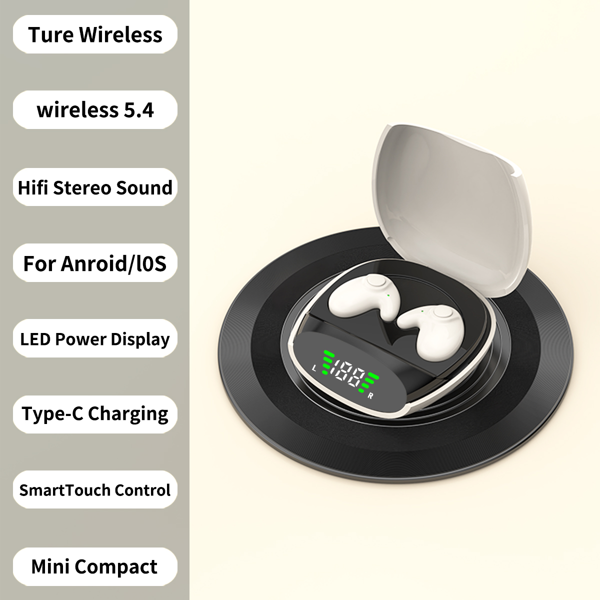 Wireless Sports Bluetooth Headphones Highend Tws Dual Ear Sleep In Ear Md538 Mini Painless Call Noise Cancelling Thin Headphones