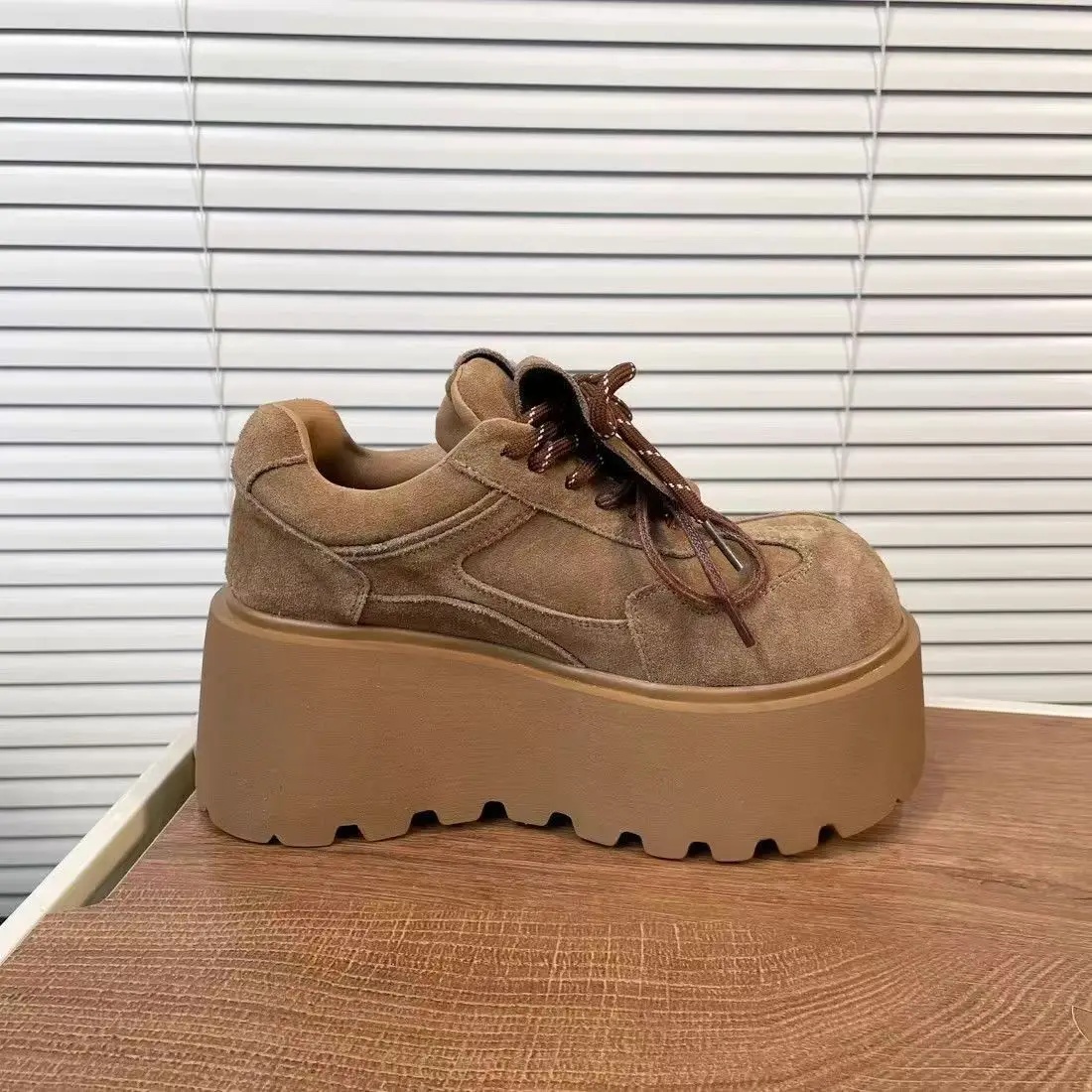 New Arrival Retro Matte Leather Women's Flats Thick Bottom Platform Casual Bread Shoes Autumn Winter Trendy Turn-down Collar