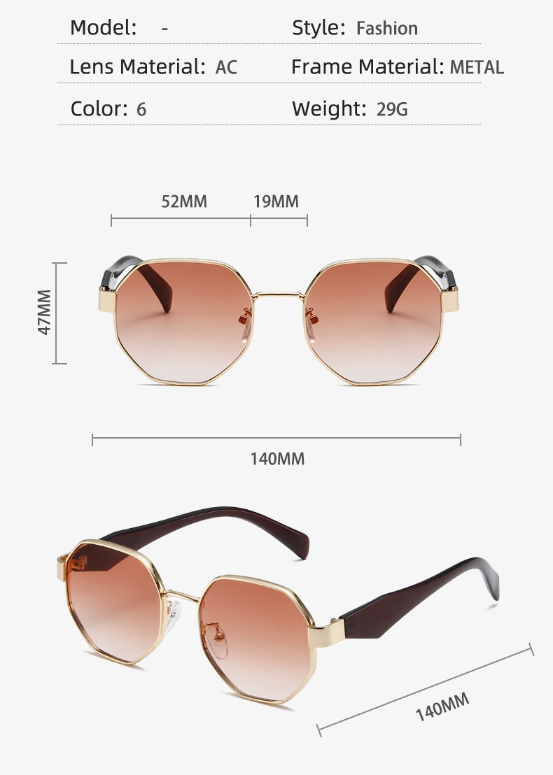 New Retro Sunglasses Women Fashion Polygonal Metal Frame Sunglasses Men Luxury Brand Designer Decorative Sun Glasses Uv400