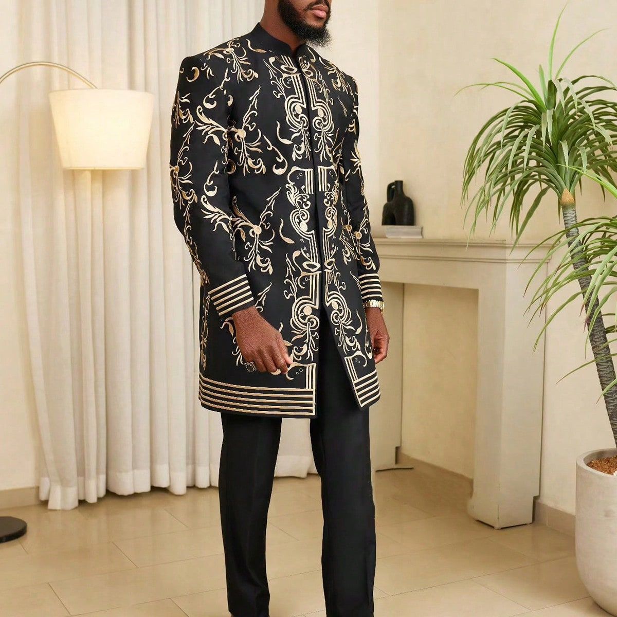 Dashiki African Clothes for Men Autumn Fashion African Men Long Sleeve Printing Top Long Pant Matching Sets Africa Clothing