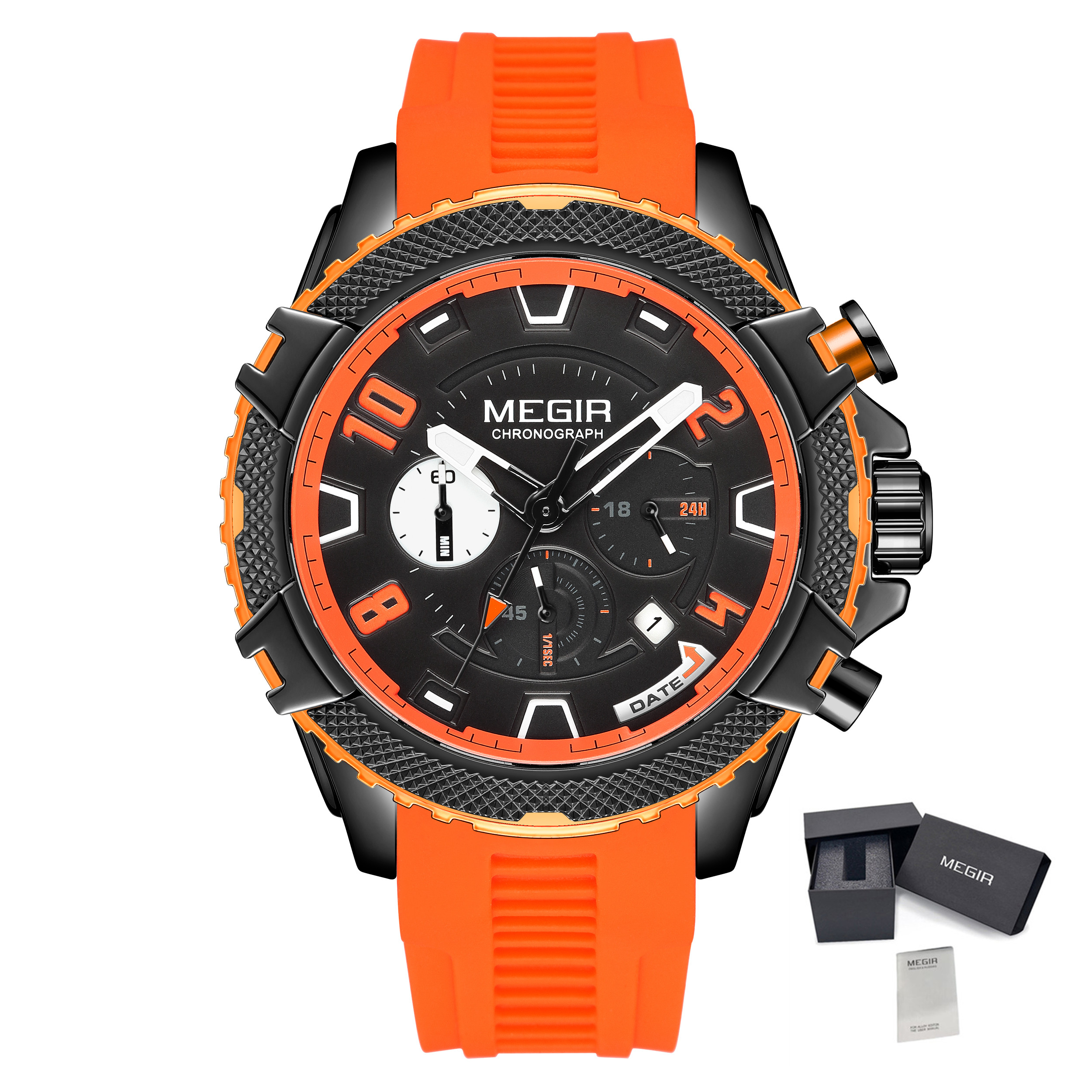 MEGIR Men's Watches Fashion Sport Chronograph Waterproof Calendar Military Quartz Wristwatch Clock 24-hour Reloj Hombre 2200