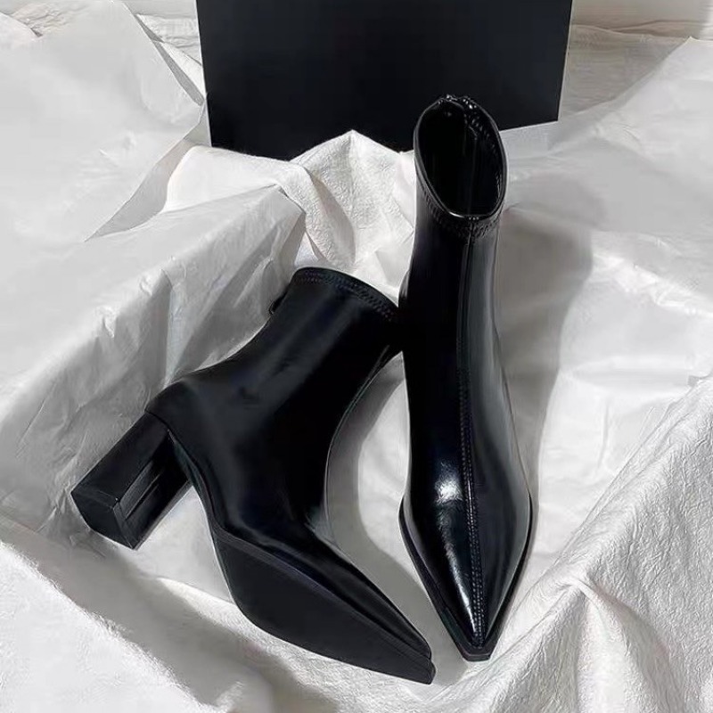 Chelsea Ankle Boots Basic High Heels Boots 2025 Women Fashion Pointed Toe Shoes Women Band Non-slip Comfortable Boots 222