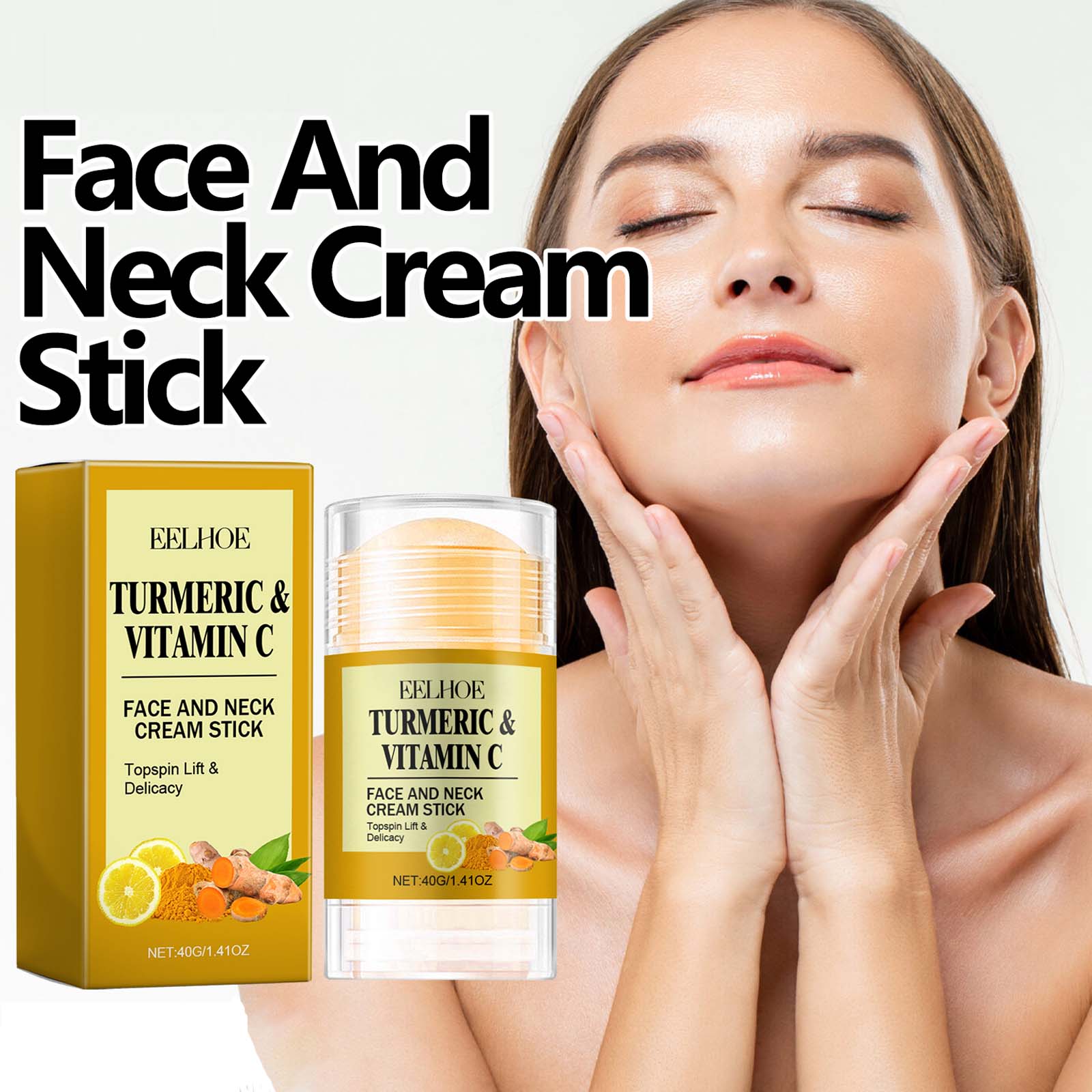 Turmeric Face & Neck Cream Stick Lift & Tighten Skin Lighten Neck Lines Smoothing Brightening Moisturizing Beauty Neck Care Crea