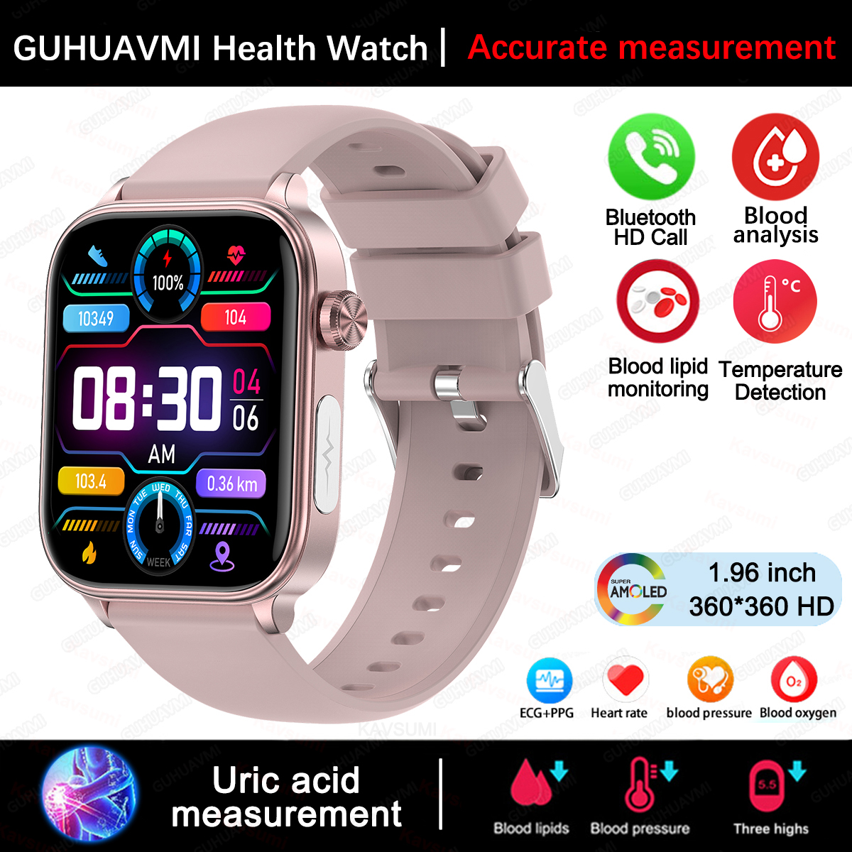 2025 New For XIAOMI ECG+PPG Blood Fat Uric Acid Health Smartwatch Men Women Heart Rate Blood Pressure Bluetooth Call Smart Watch