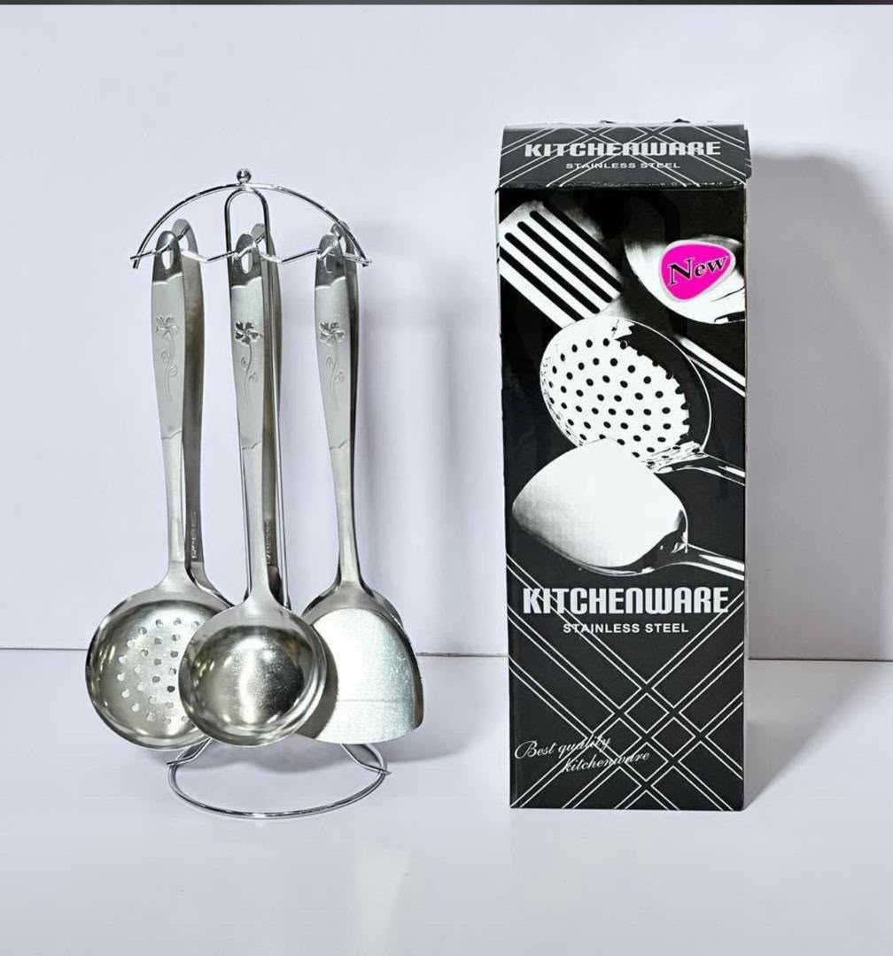 Stainless Steel Kitchen Utensil Set with Stand