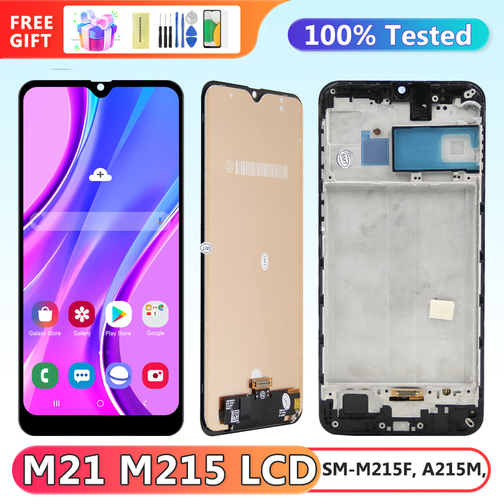 tft M21 Display Screen, for Samsung Galaxy M21 M215 M215F Lcd Display Digital Touch Screen with Frame Replacement