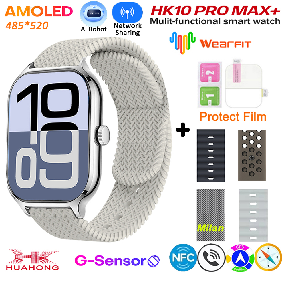 2025 HK10 Pro Max Plus GEN2 SmartWatch Original Series 10 AI ROBOT AMOLED NFC Compass GPS 4GB Local Album Music Network Watch