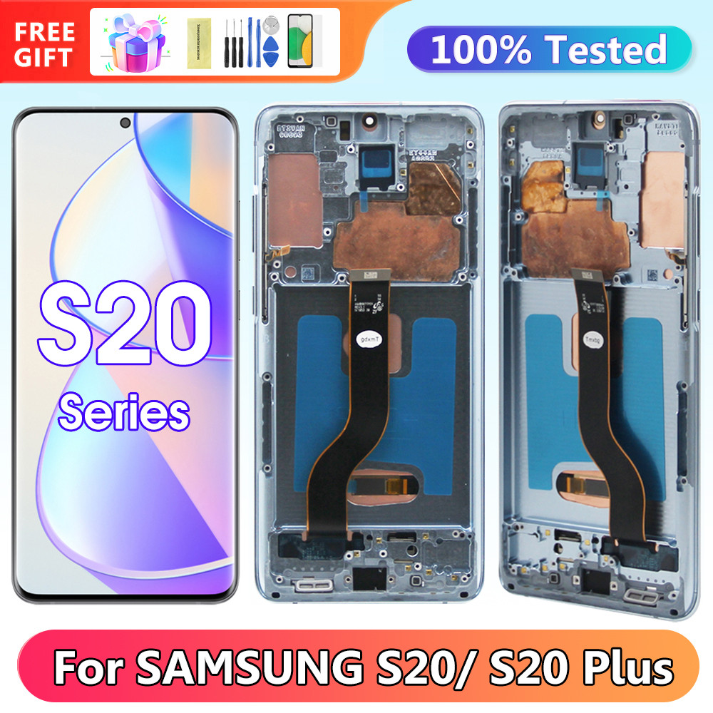 S20 Plus Display Screen for Samsung Galaxy S20+ G985F Lcd Display Digital Touch Screen with Frame for Samsung Galaxy S20 G980F