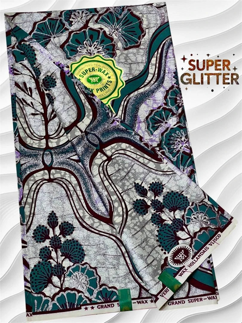 Shine Like Royalty: Original Super Glitter Grand Super Wax – Elite Atamfa Turmi for Stunning Dashiki & High-Fashion African Outfits