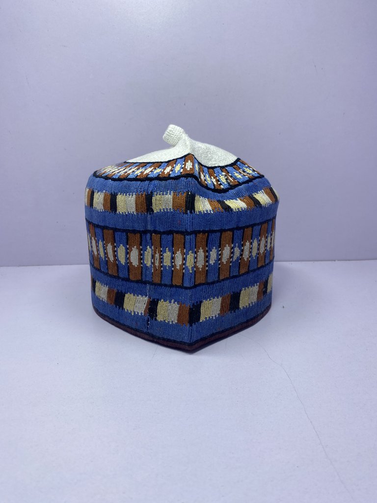 Blue Rawaram – Hausa/Fulani Cap, Kufi, Handwoven Cap, Zawa