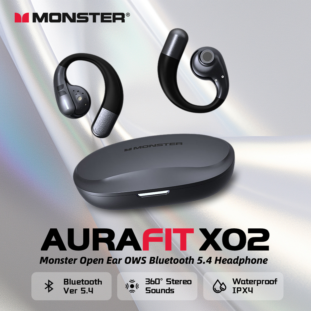 Monster AuraFit X02 Open Ear Bluetooth 5.4 Earphones 360° Stereo Sound Air Conduction Headphones OWS Bluetooth Ear Hook Ear Buds