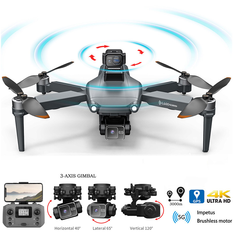 Drone L600 PRO MAX 4K Professional 5G GPS HD 3-axis Gimbal Photography Brushless Foldable Quadcopter RC Distance 3KM Drones Toys