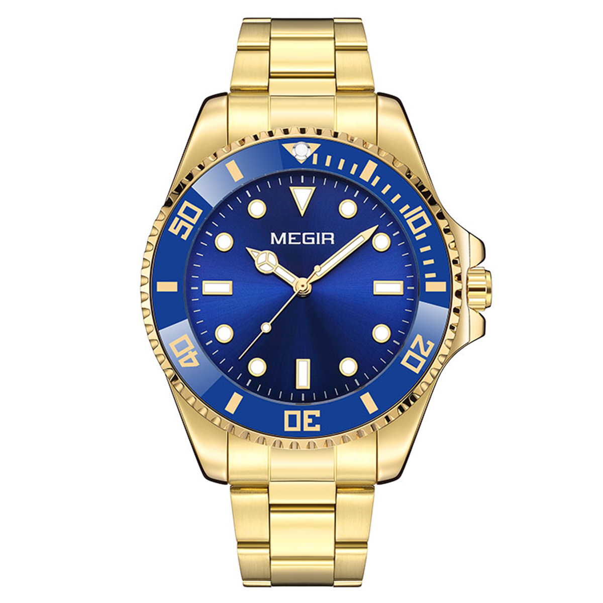 MEGIR Business Watch for Men with Quartz Movement Date Calendar Minimalist Stainless Steel Strap Wristwatch with Luminous Hands