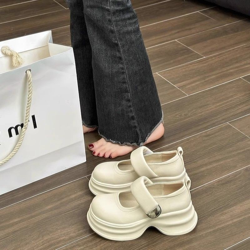 Platform Heightening Loafers Women's 2025 Spring New Retro Small Leather Shoes Versatile British Style Fashion High Heels