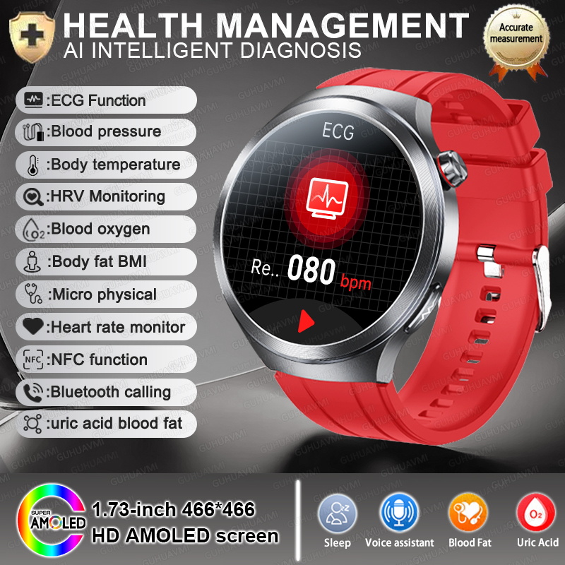 2025 New For XIAOMI Health Trackr Uric Acid Blood lipids Smart Watch Blood Pressure ECG+PPG Clock Body Analysis Smartwatchs Men