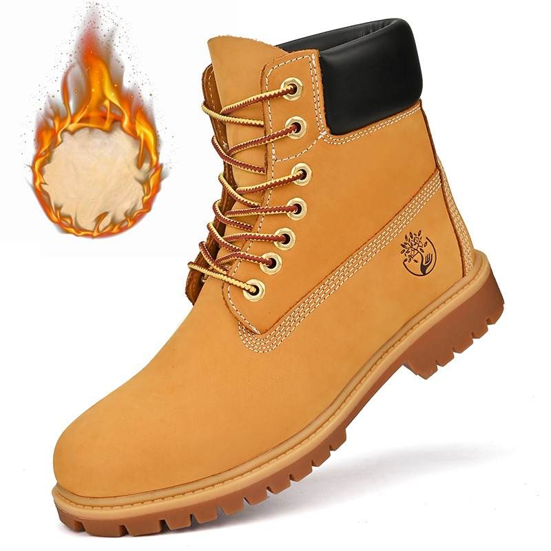 Boots Men High Top Boots High Quality Women Leather Shoes Fashion Outdoor Sneakers Men Lace Up Non-Slip Ankle Boots for Couple