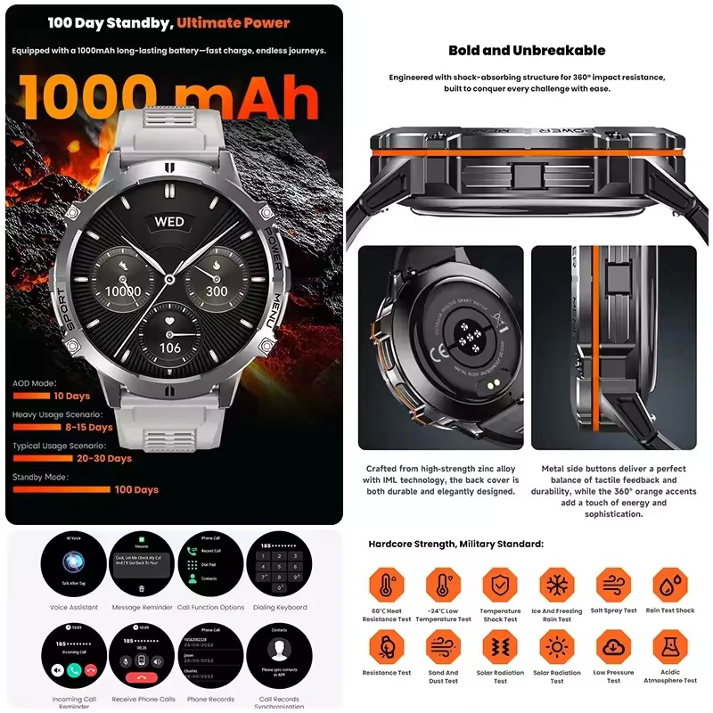 2025 Original TANK T3 Ultra GPS Smart Watch  5ATM Waterproof Smartwatch HD AMOLED 1000mAh Fitness T-Rex 3 Electronic Watches Men