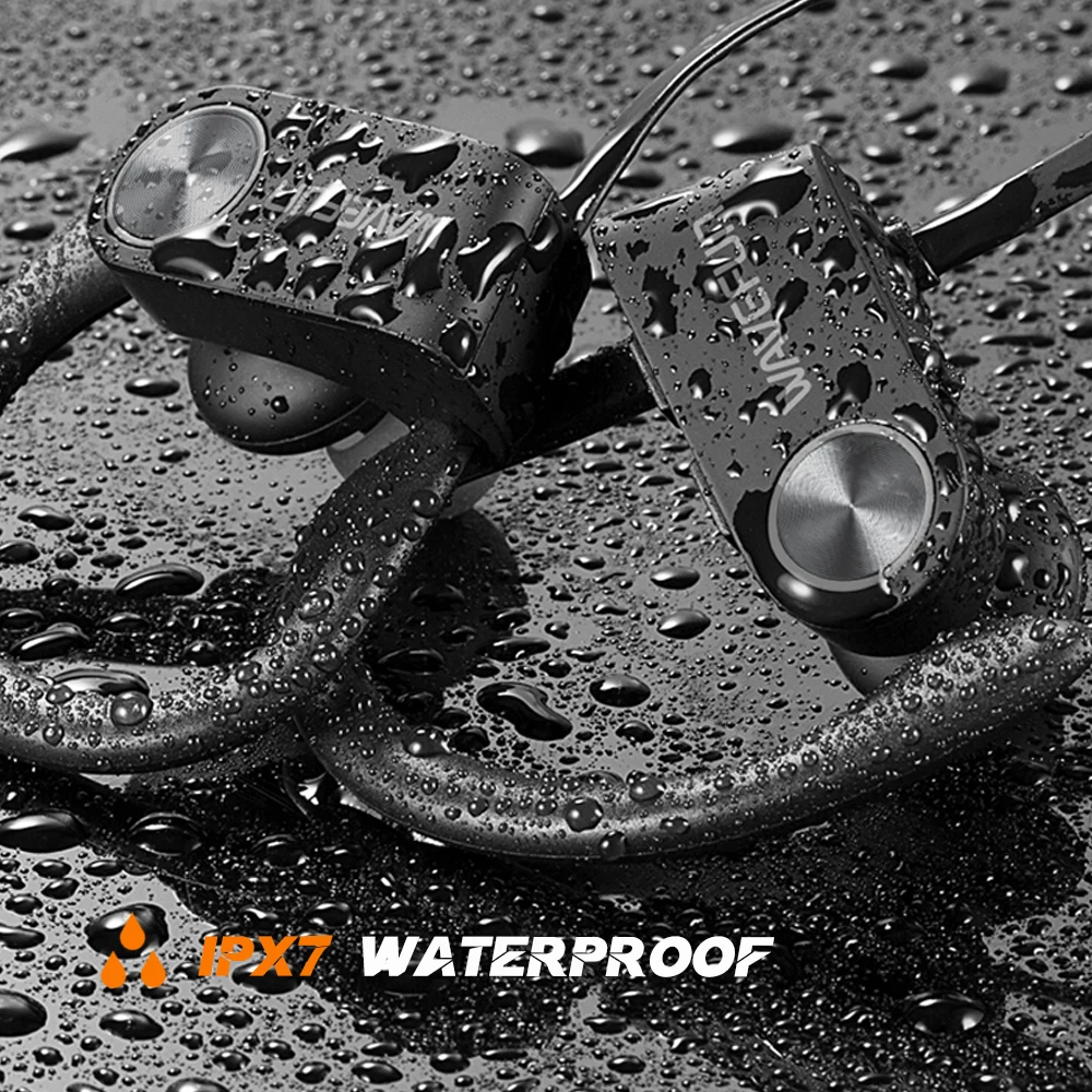 Wavefun XBuds Wireless Earphones with Ear Hook IPX7 Waterproof Super Bass Sports Headphones Music Gaming Mode with Mic