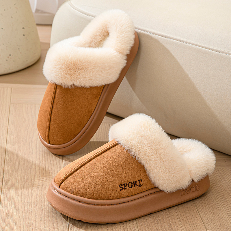 Casual Fluffy Slippers Women House Winter Plush Designer Shoes Ladies Flats Home Warm Fashion Elegant Solid Platform Footwear