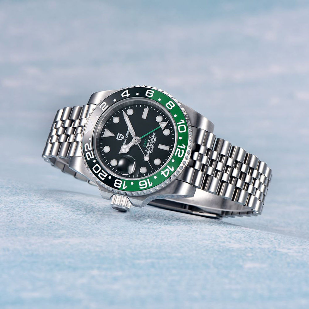 PAGANI DESIGN PD-1662 Luxury GMT Men Mechanical Wristwatch Sapphire Glass Stainless Steel 100M Waterproof Automatic Watches