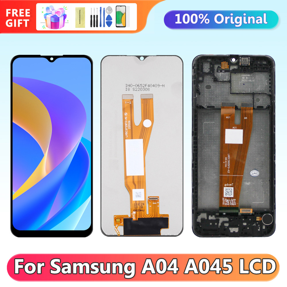 6.5" A04 Screen with Frame, for Samsung Galaxy A04 A045 A045F A045F/DS Lcd Display Touch Screen Digitizer Assembly Replacement