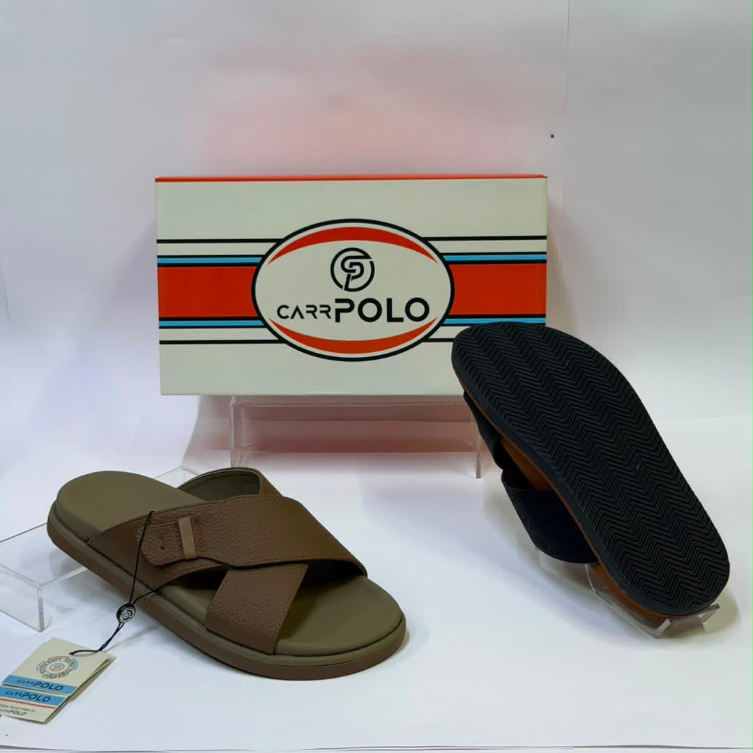 CarrPolo White & Brown Cross-Strap Sandals