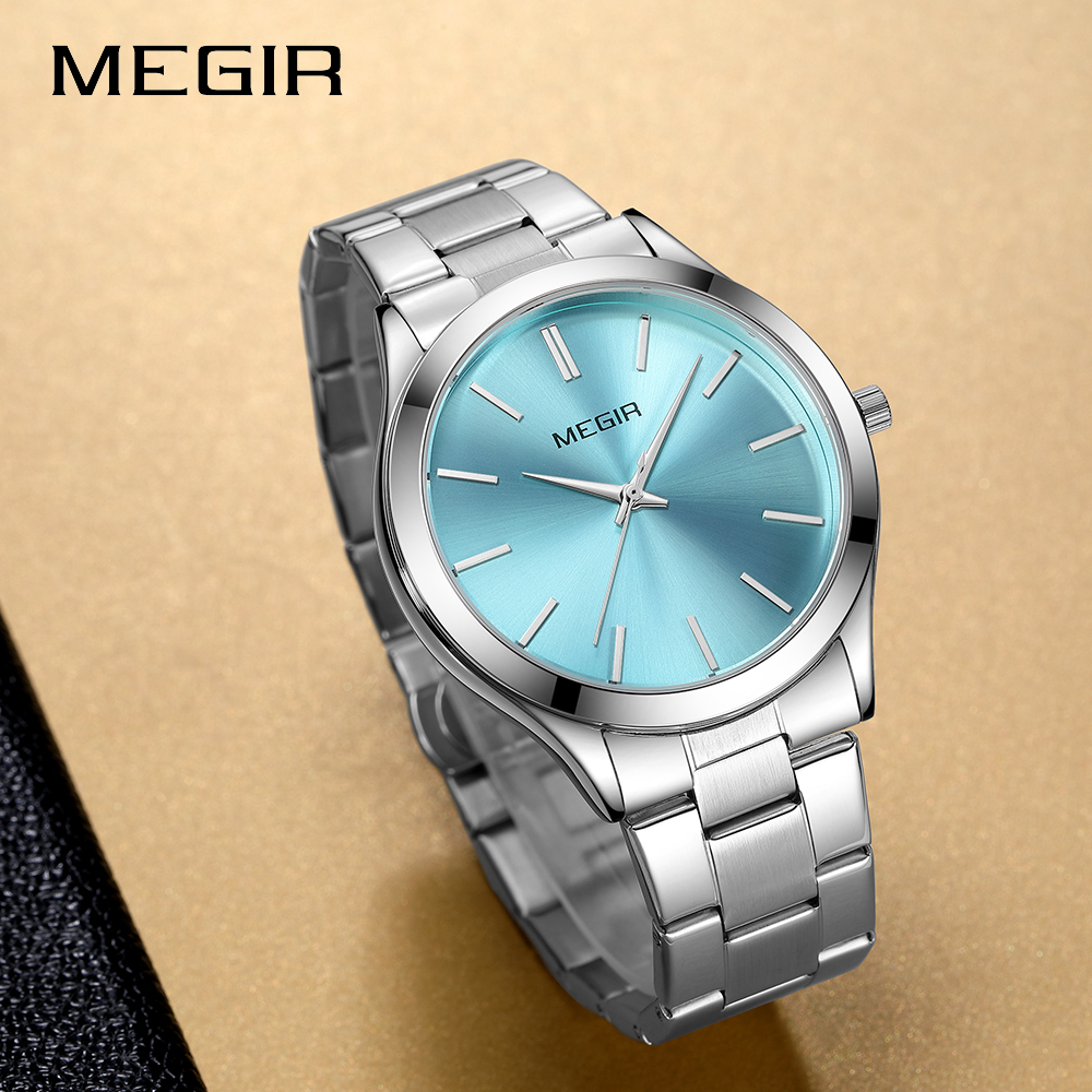 MEGIR Business Luxury Men's Watches Stainless Steel Luminous Waterproof Man Wristwatch Fashion Casual Men Quartz Watch Reloj