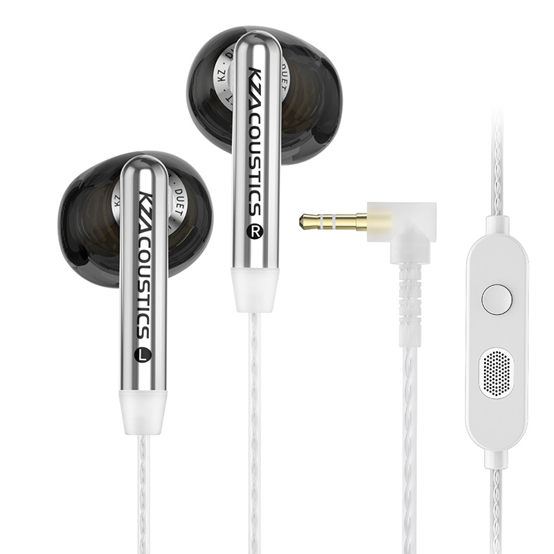 KZ Duet Quad Core Dual Dynamic Drivers In-ear Wired Headphones for HiFi Music Gaming Stereo Sound Quality Headphones