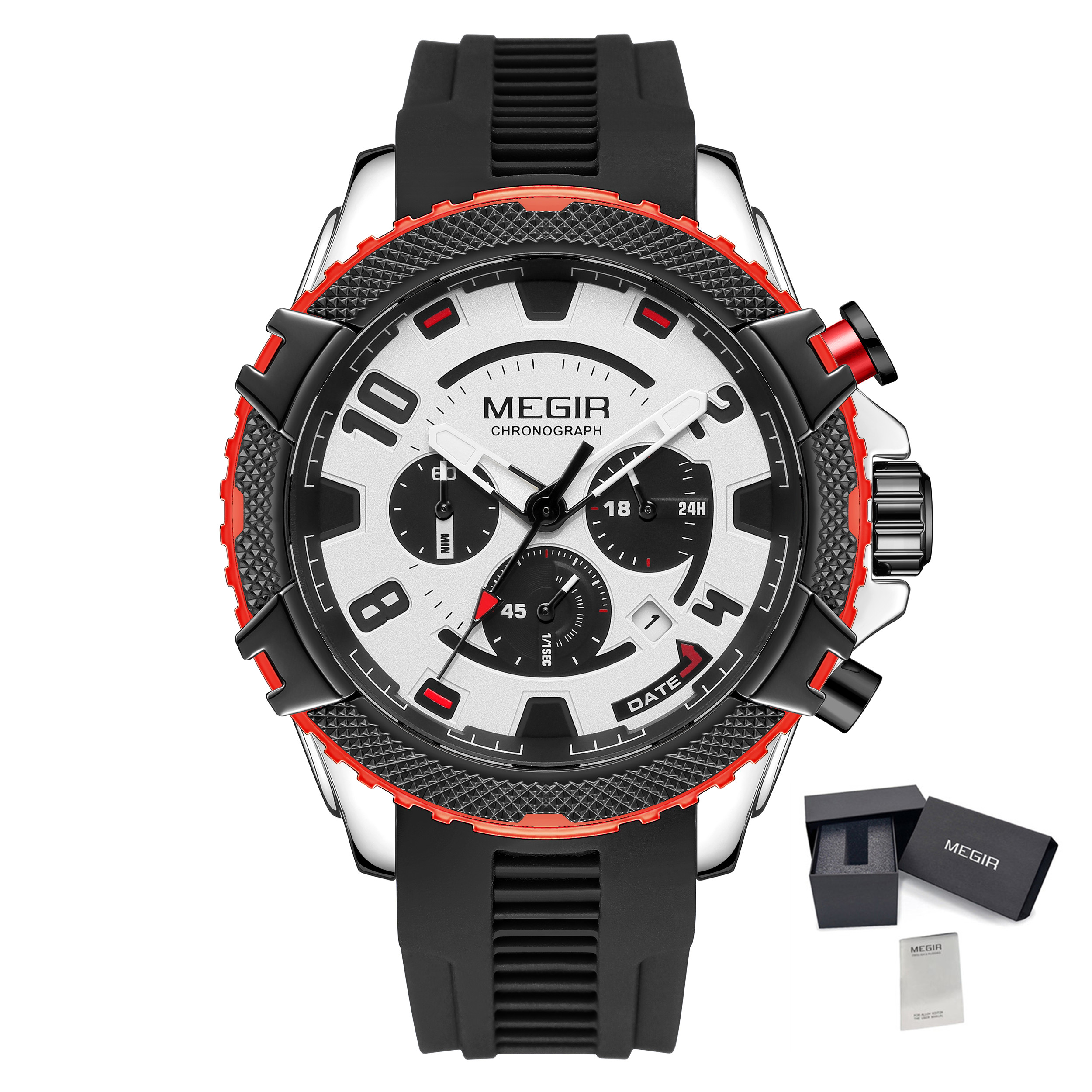 MEGIR Men's Watches Fashion Sport Chronograph Waterproof Calendar Military Quartz Wristwatch Clock 24-hour Reloj Hombre 2200