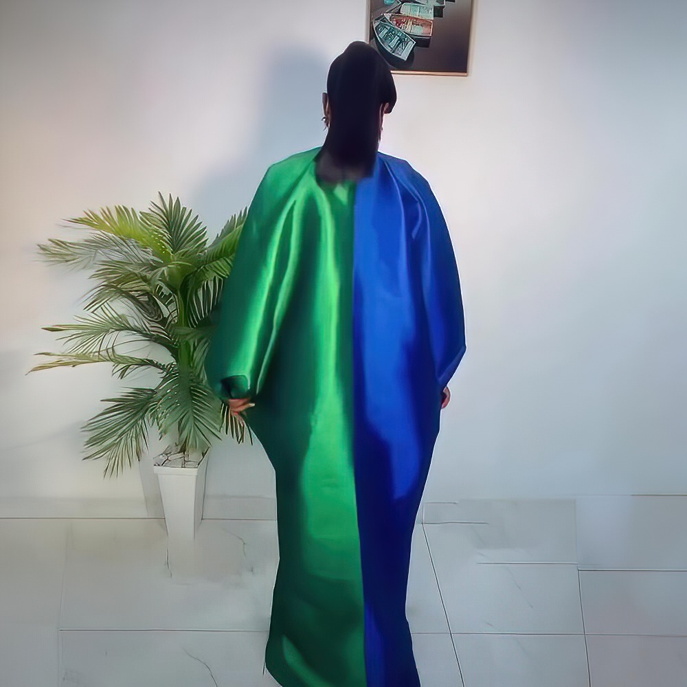 Fashion boubou africain femme Color blocking african dress Embroidery decoration africa clothing