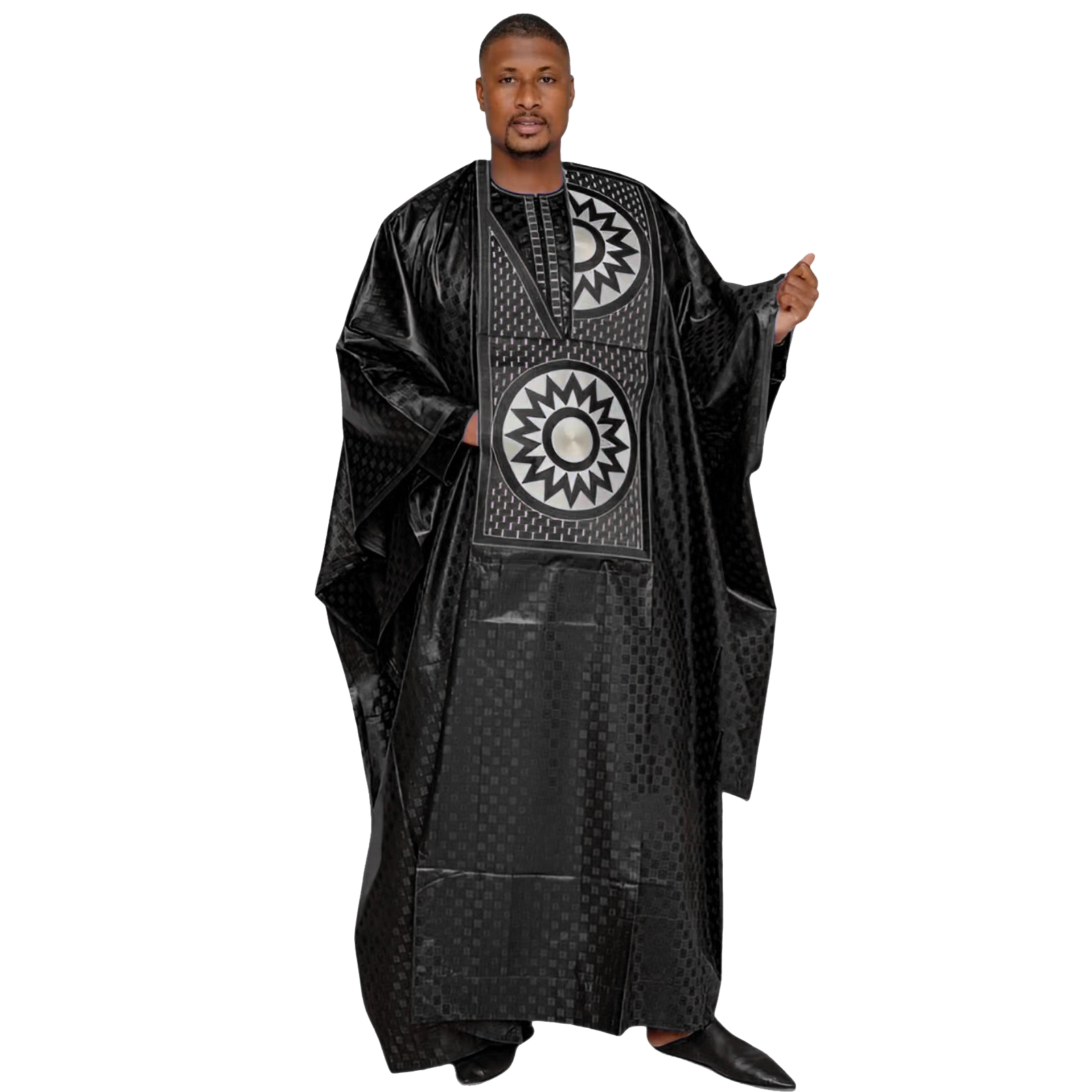 African Clothing For Men Traditional Bazin Riche Embroidery Design Top Long Sleeve 3 Piece Set