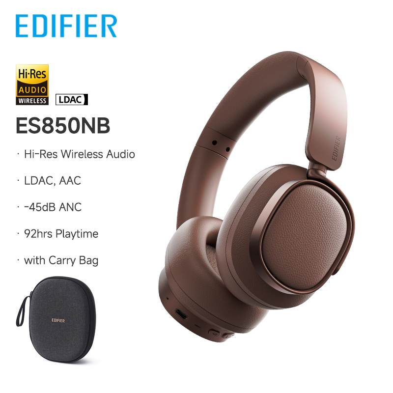 Edifier ES850NB Wireless Headphone Noise Cancelling Bluetooth Earphones Hi-Res Wireless Over-Ear Headphones with Carry Bag