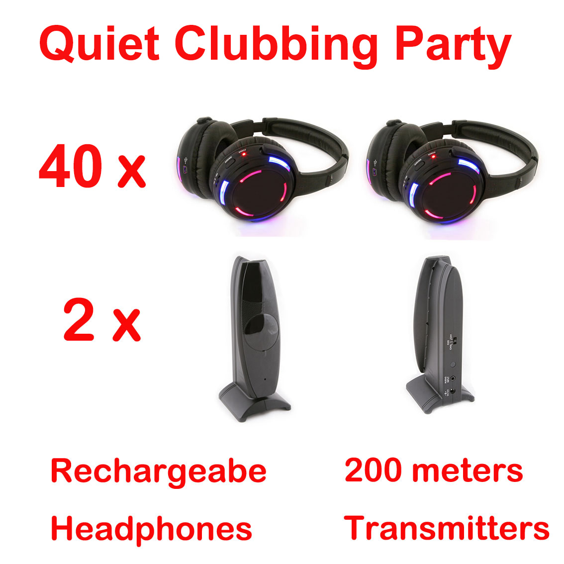 Silent Disco Led Wireless Headphones for Party Several Bundles for Choice