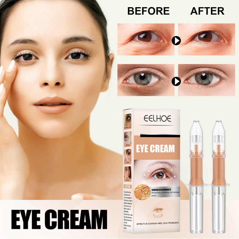 2pcs New Wrinkle Remover Eye Cream Remove Eye Bags Dark Circle Fades Fine Lines Eye Serum Anti-Puffiness Aging Firming Eye Care