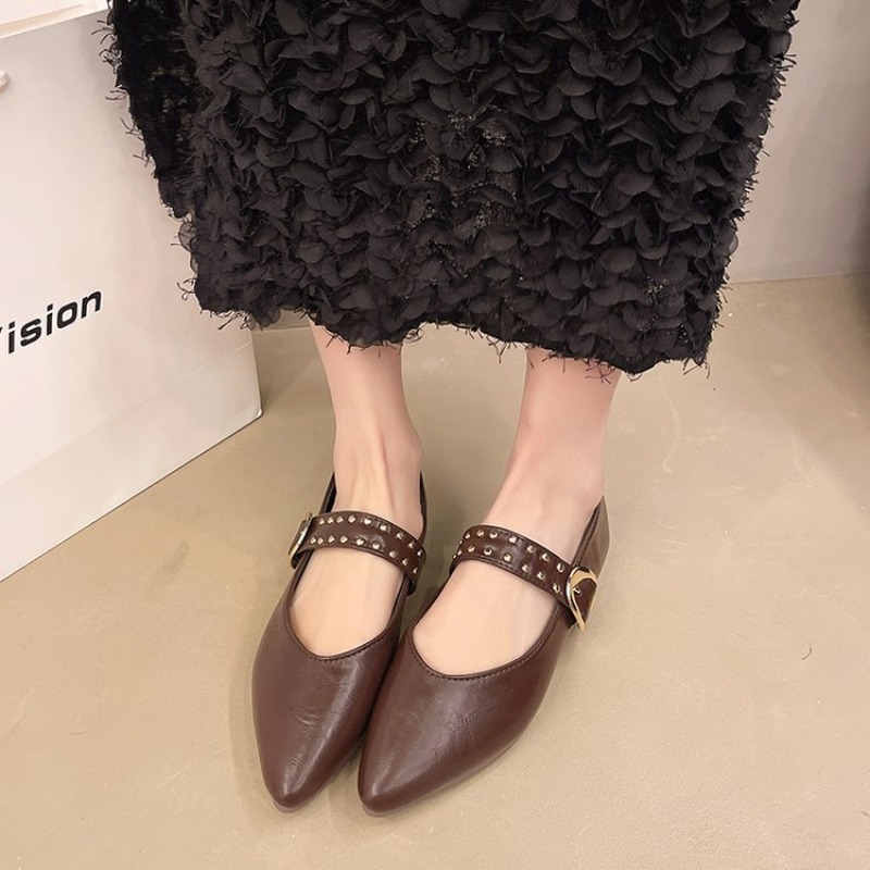 2025 New Pointed Toe Fashion Women Shoes Spring Autumn Elegant Party Daily Low Heels Pump Footwear Women Minimalist Flats Shoes