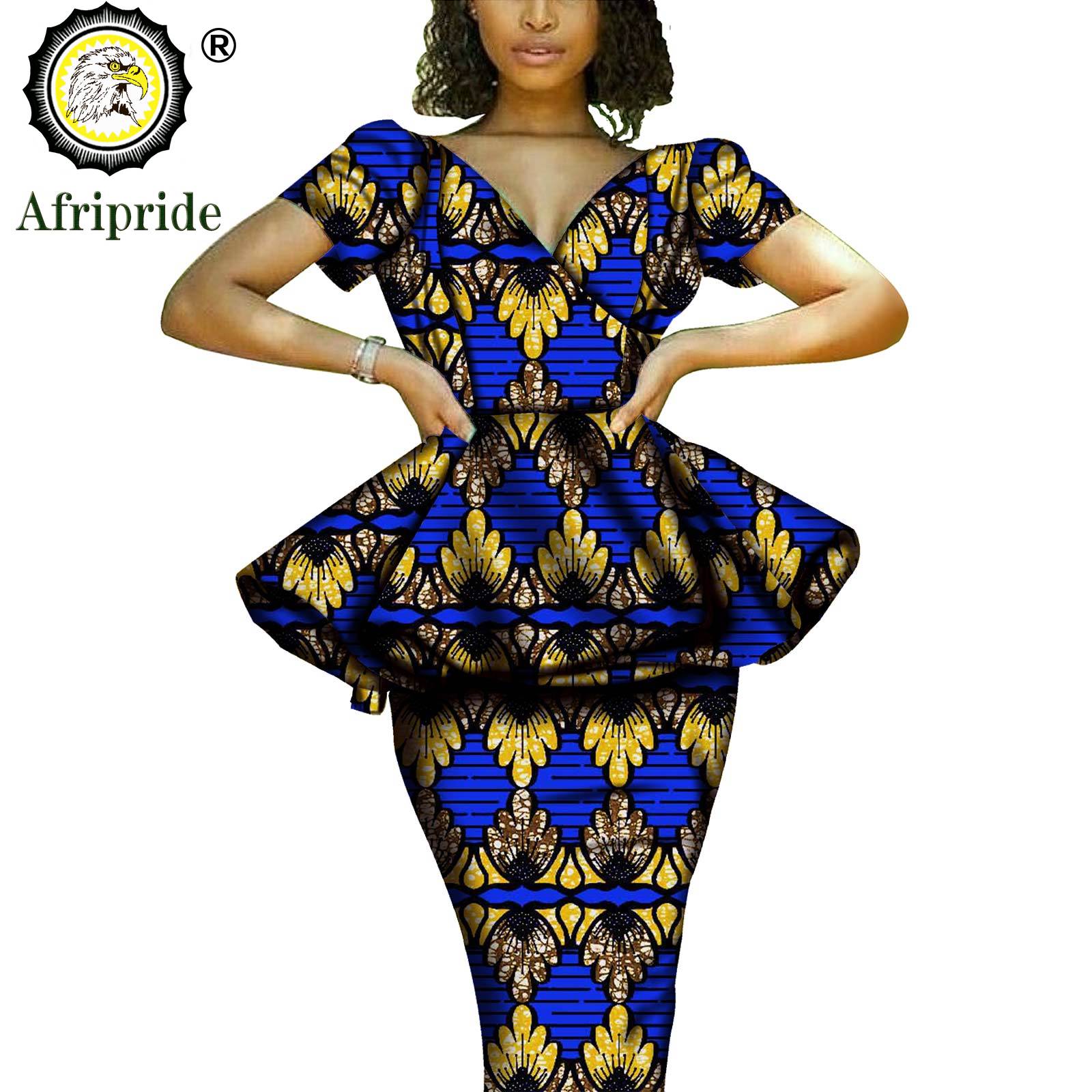African 2 Piece Set for Women Dashiki Tops Print Skrit  Ankara Clothing Wax Attire Blouse Shirt AFRIPRIDE S1926004