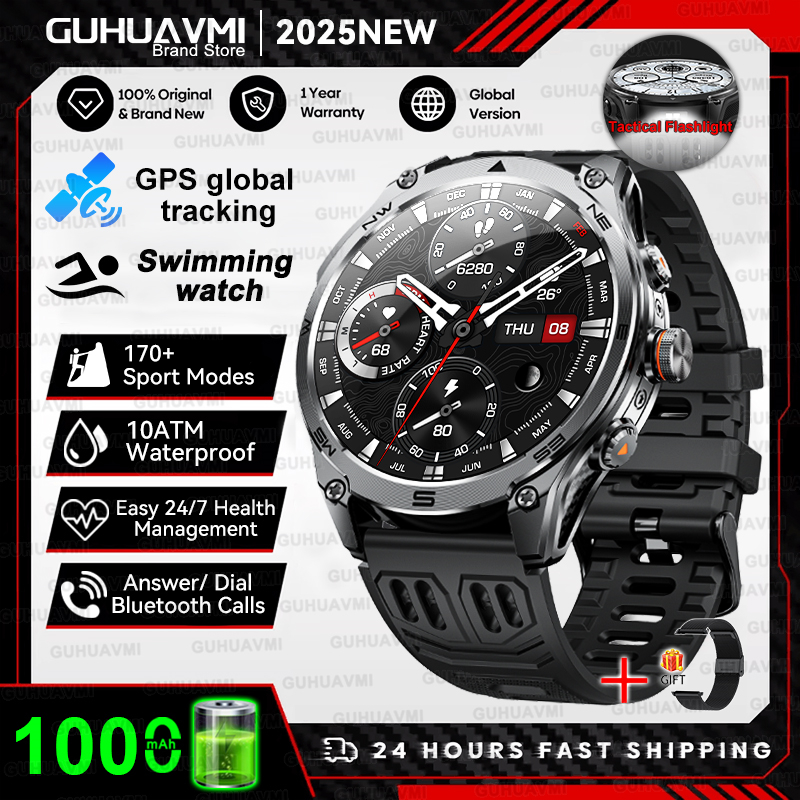 2025 New Outdoors Military T-Rex3 GPS SmartWatch 10ATM Waterproof Swim Watch Built in GPS Compass Voice Call Sports Bracelet Men