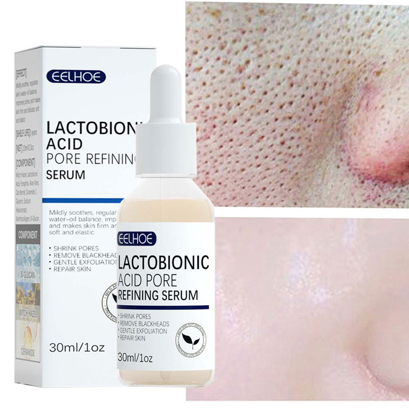 Lactobionic Acid Pore Shrink Face Serum Remove Blackheads Acne Oil Control Essence Hyaluronic Acid Moisturizing Beauty Skin Care